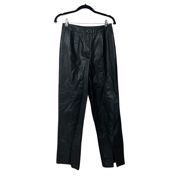 NWT NASTY GAL Vegan Split Front Faux Leather Pants Sz 4 - Picture 2 of 4